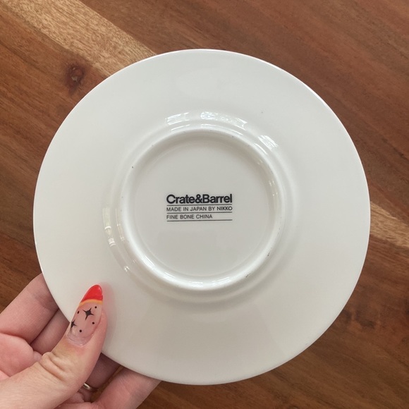 Crate & Barrel tea cup saucer set white teal gold fine bone China coffee - Picture 6 of 13